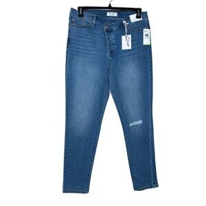 Jessica Simpson Loving You Asymmetric Waist Distressed Skinny Jeans Size 32 NWT